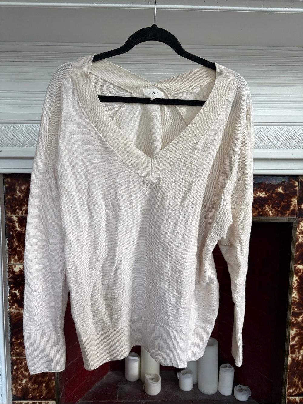 Light Cream V-Neck Women's Sweater - Lou & Grey